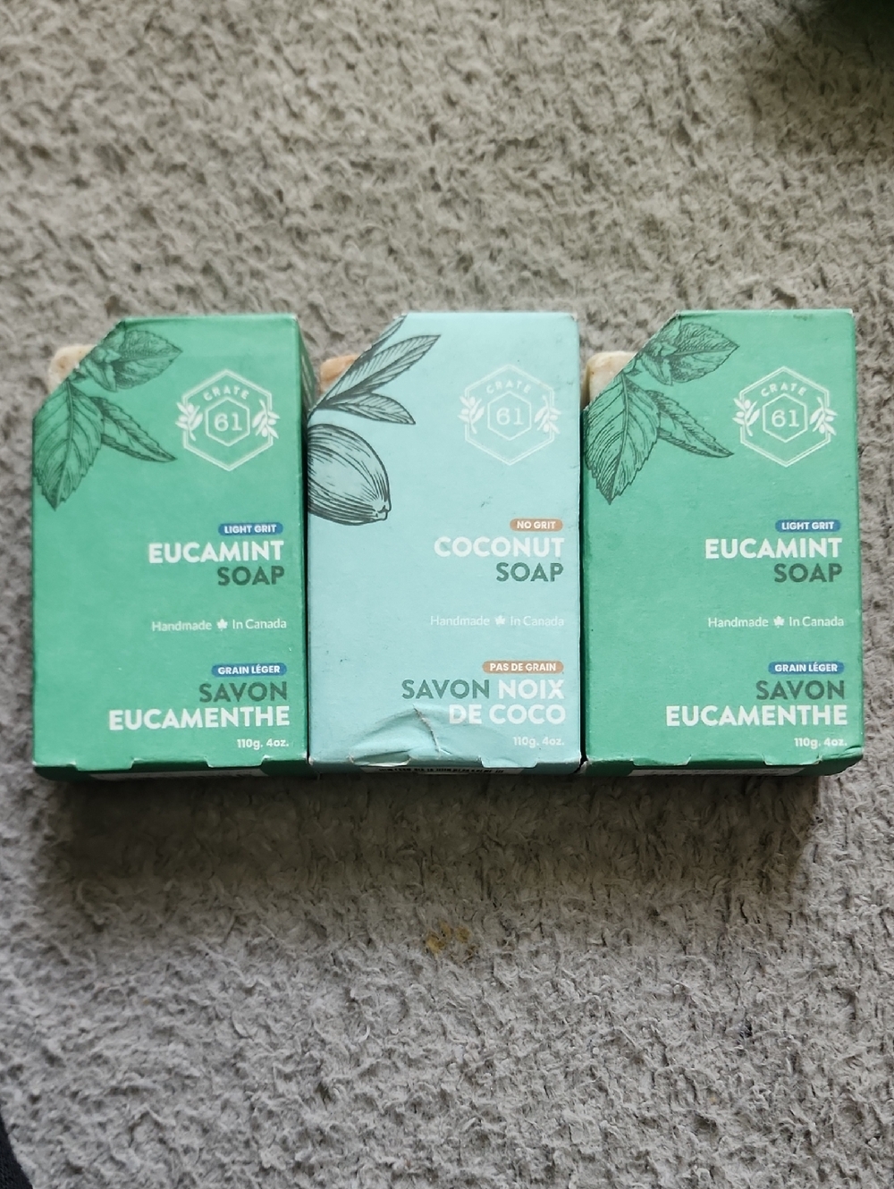 3 Craft Eucamint & Coconut Soap - Green and Light Blue